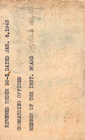 Instrument Pilot Certificate, June 29, 1942, Back